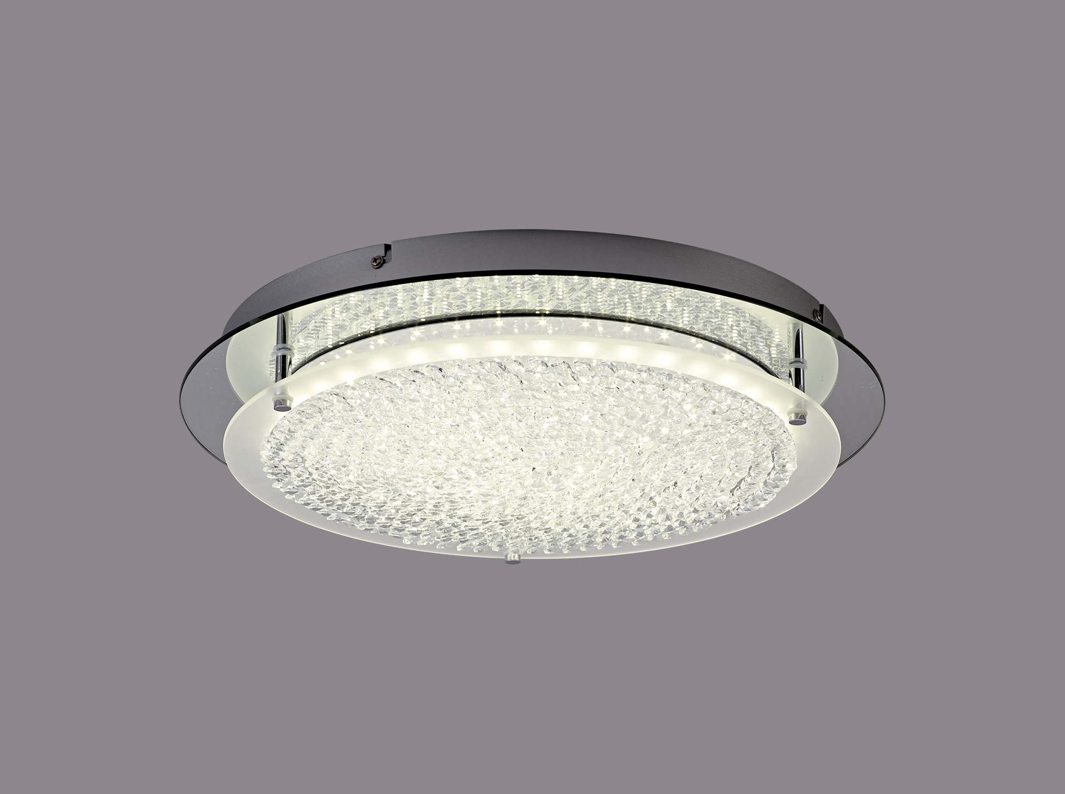 D0751  Gino Round Crystal 21W LED Flush Ceiling Light Silver